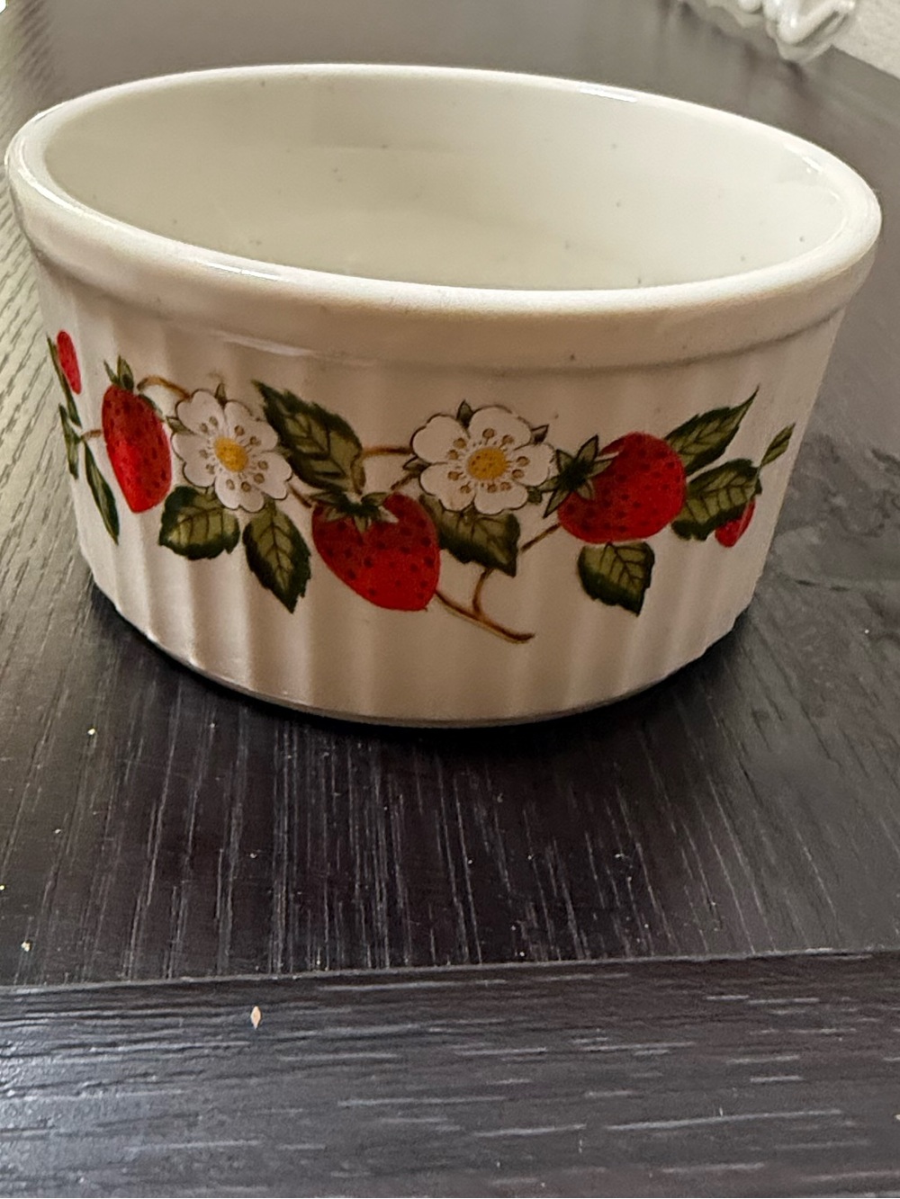 White Ceramic Strawberry Ramekin - Home Kitchen